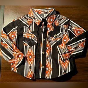 Wrangler Pearl Snap Button Up Baby 6 - 9mo Rodeo Cowboy